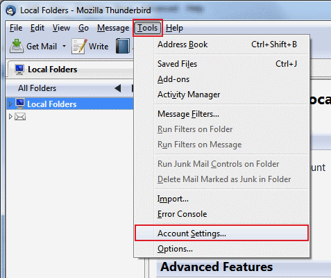 Account Settings in Thunderbird